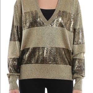 Saint Laurent Lamé Striped Patterned Sweater